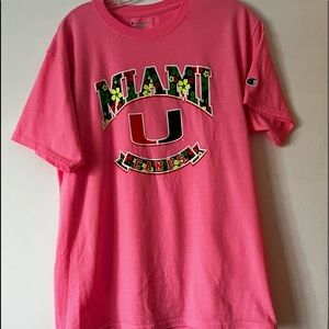Champion Women’s Miami Canes Short Sleeved Pink Tee